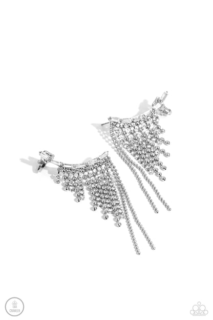 Tapered Tease - white - Paparazzi earrings