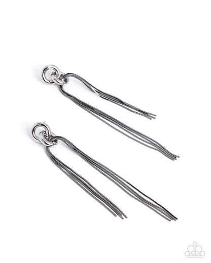 Tapered Technician - black - Paparazzi earrings
