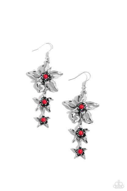 Tapered Tiers - red - Paparazzi earrings