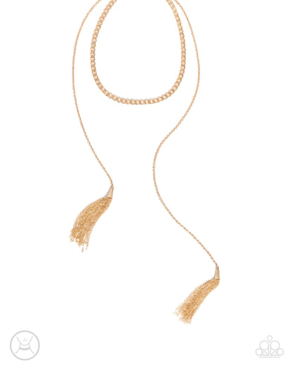 Tassel Theme - gold - Paparazzi necklace