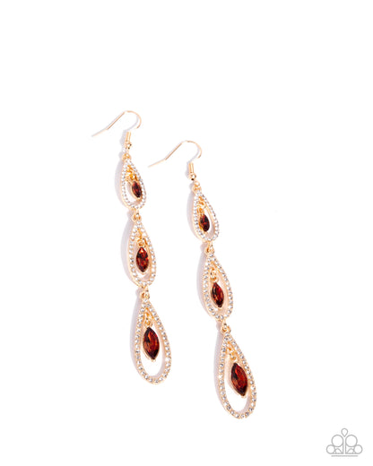 Teardrop Tenure - brown - Paparazzi earrings