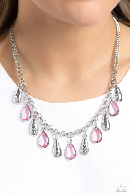 Teardrop Timbre - pink - Paparazzi necklace