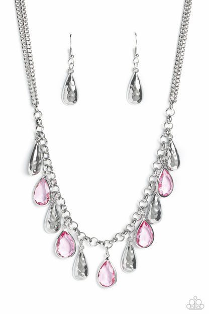 Teardrop Timbre - pink - Paparazzi necklace