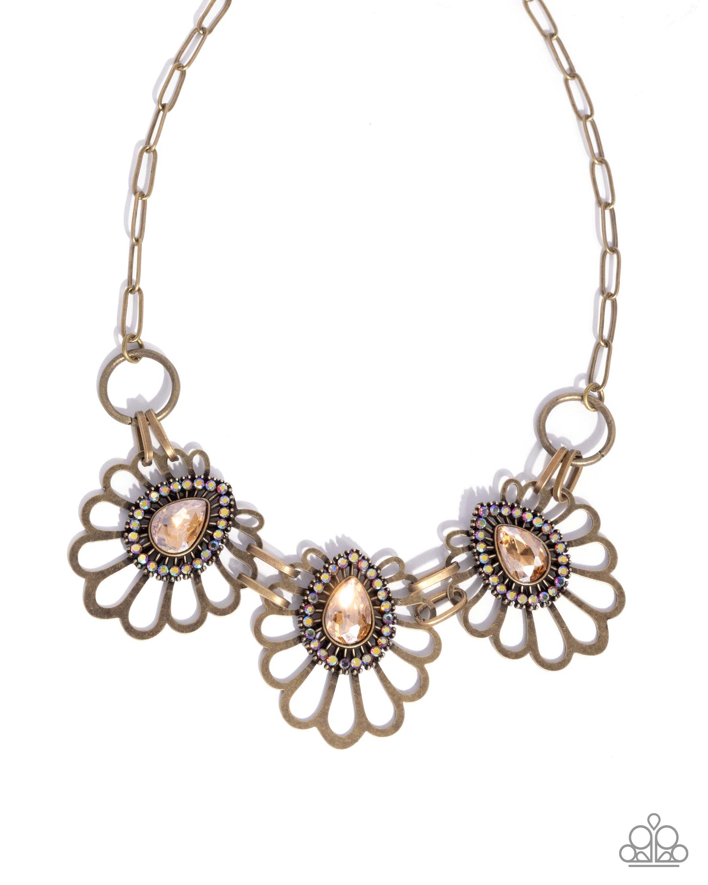 Teardrop Timeline - brass - Paparazzi necklace