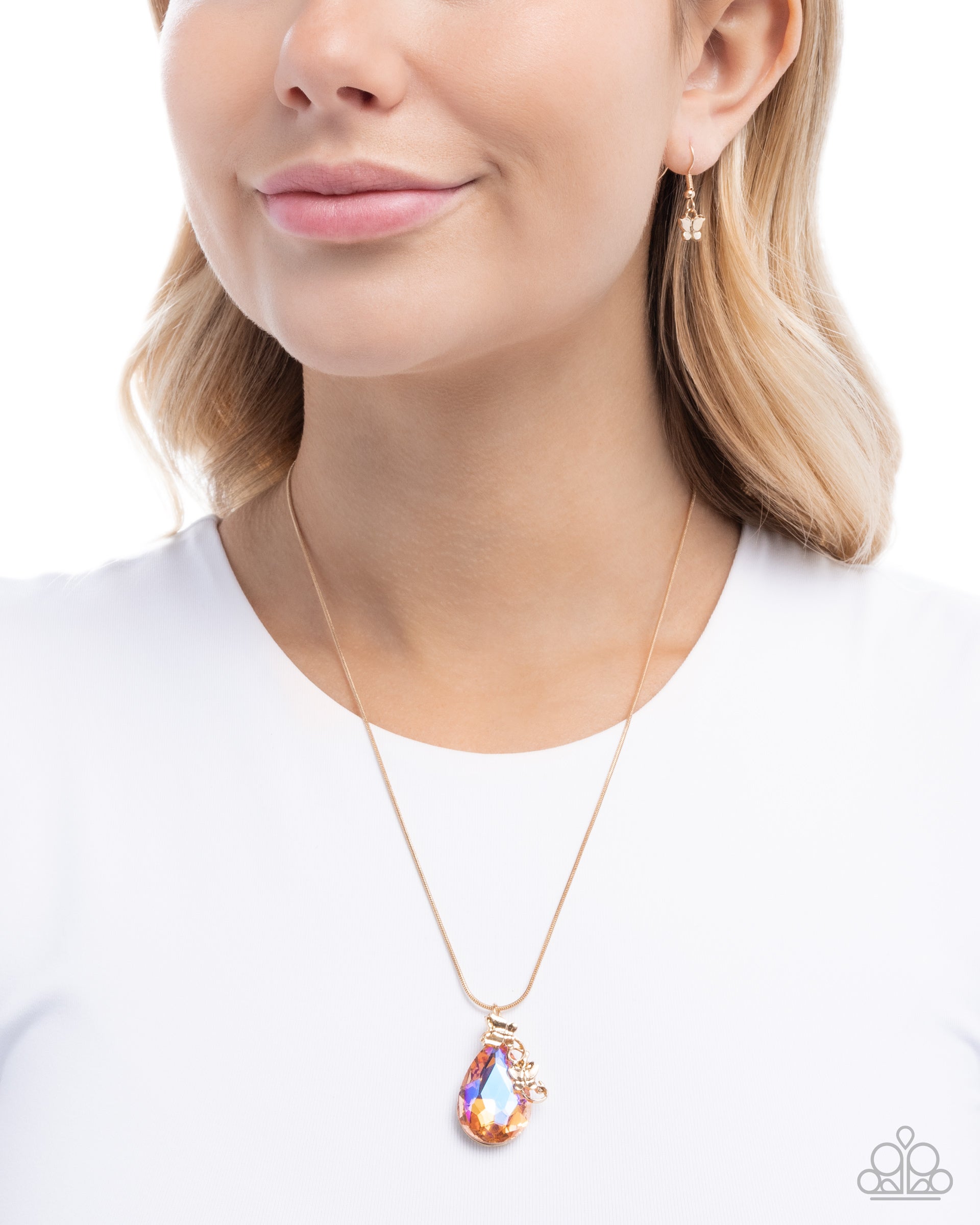Teardrop Transformation - orange - Paparazzi necklace