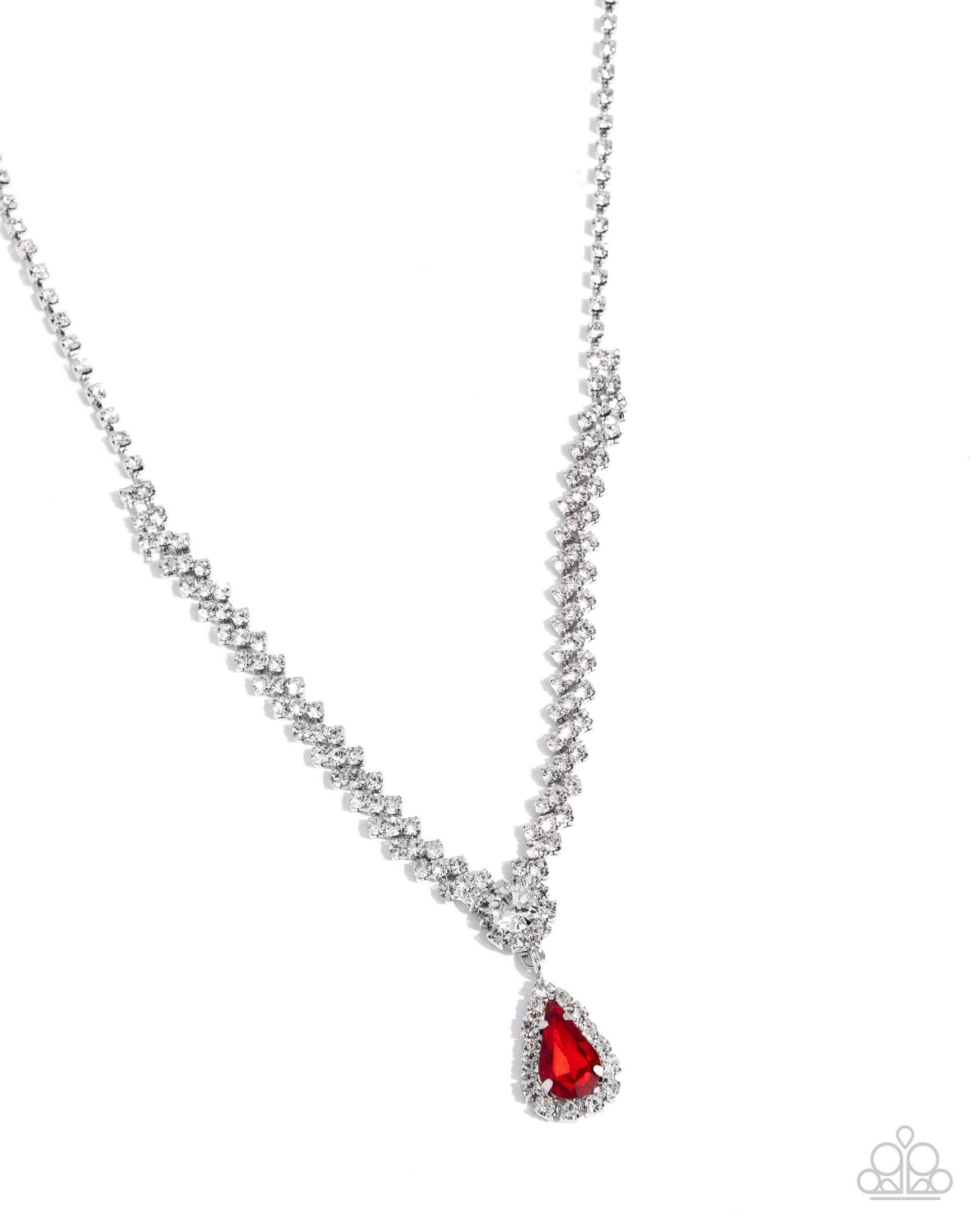 Teardrop Trimming - red - Paparazzi necklace
