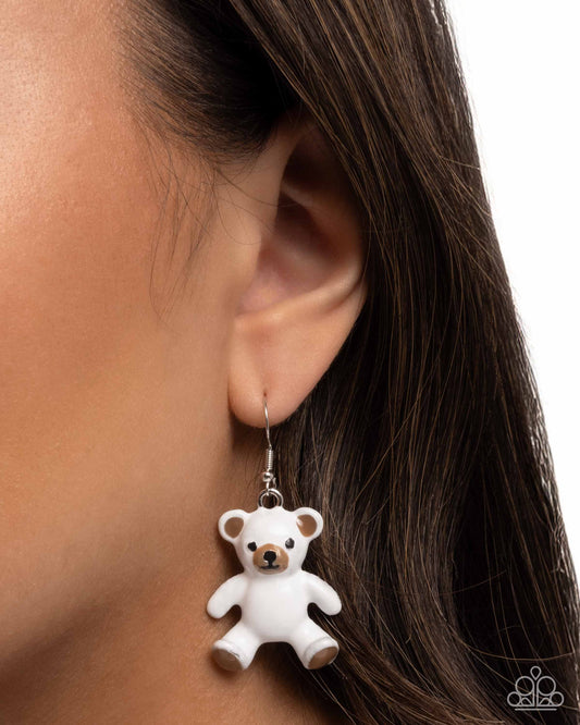 Teddy Trinket - white - Paparazzi earrings