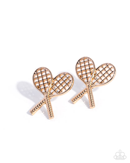 Tennis Team - gold - Paparazzi earrings
