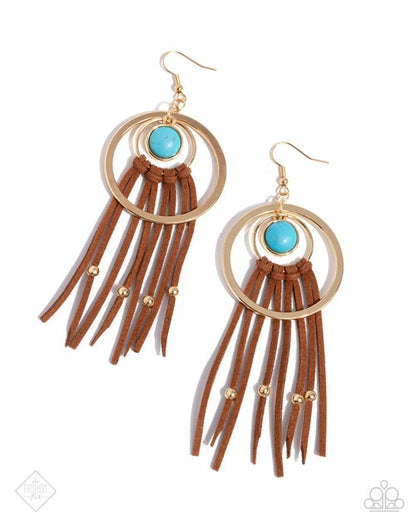 Texan Tapestry - gold - Paparazzi earrings