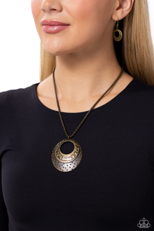 Texture Trio - brass - Paparazzi necklace