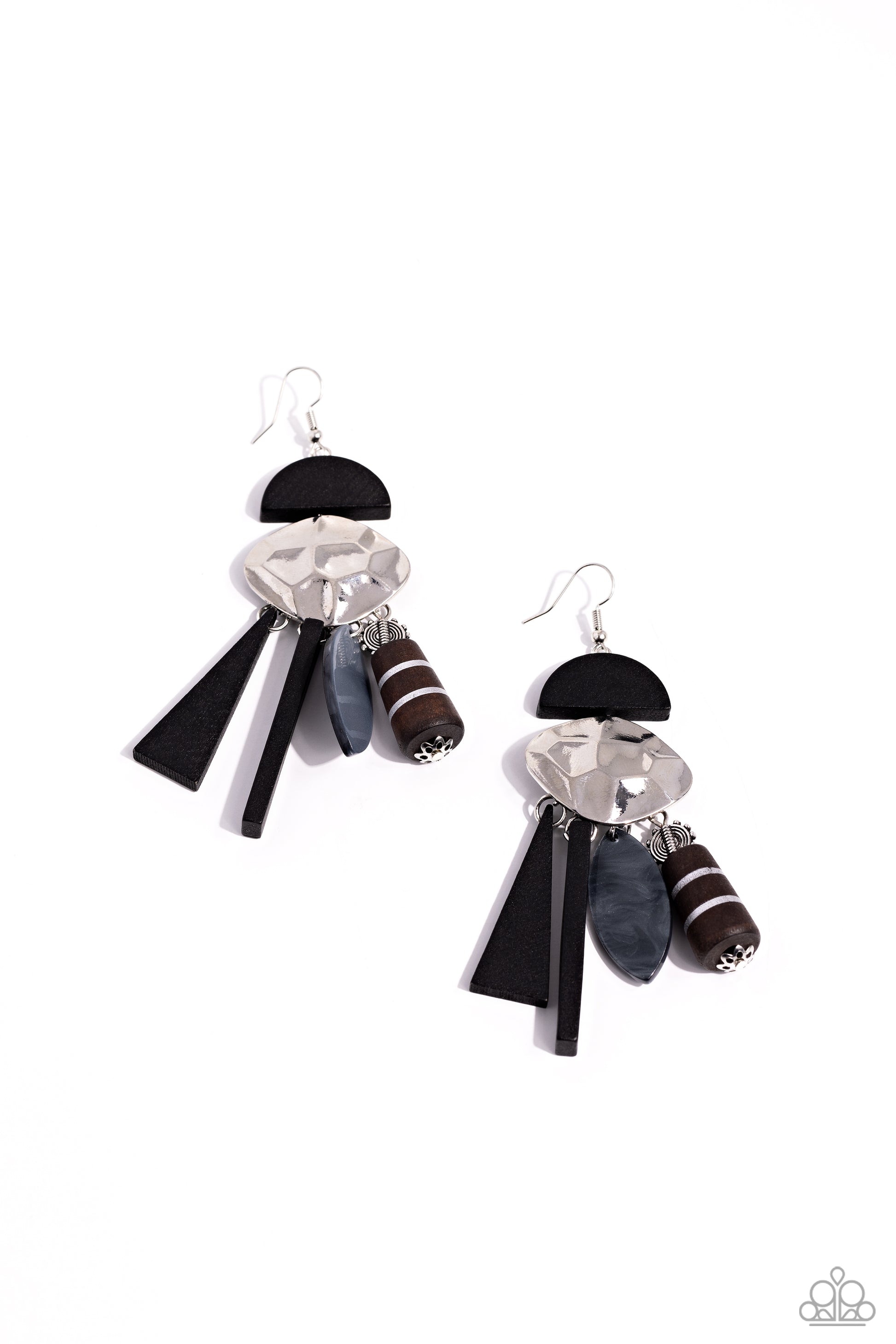 Textured Talisman - black - Paparazzi earrings