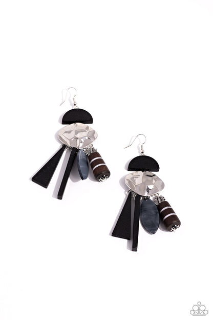 Textured Talisman - black - Paparazzi earrings