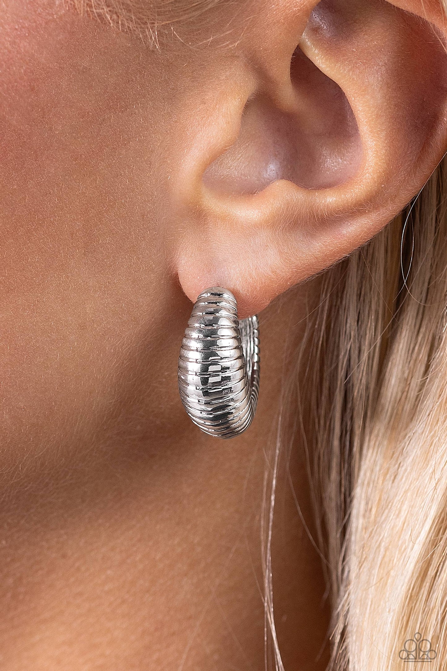 Textured Tenure - silver - Paparazzi earrings