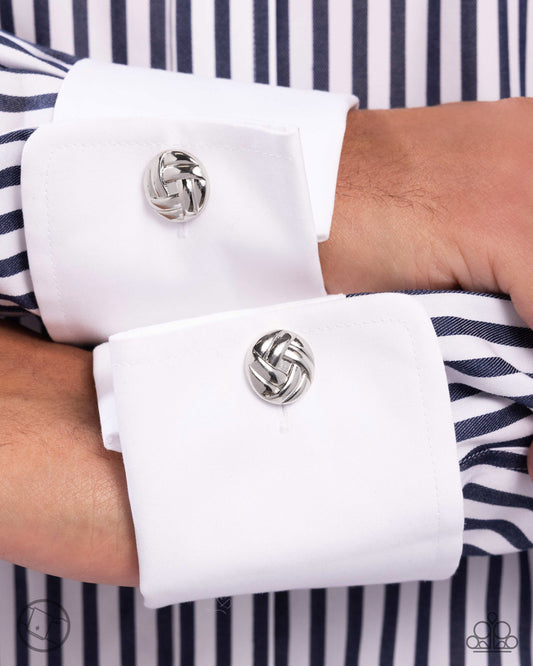 Textured Thief - silver - Paparazzi MENS cufflinks