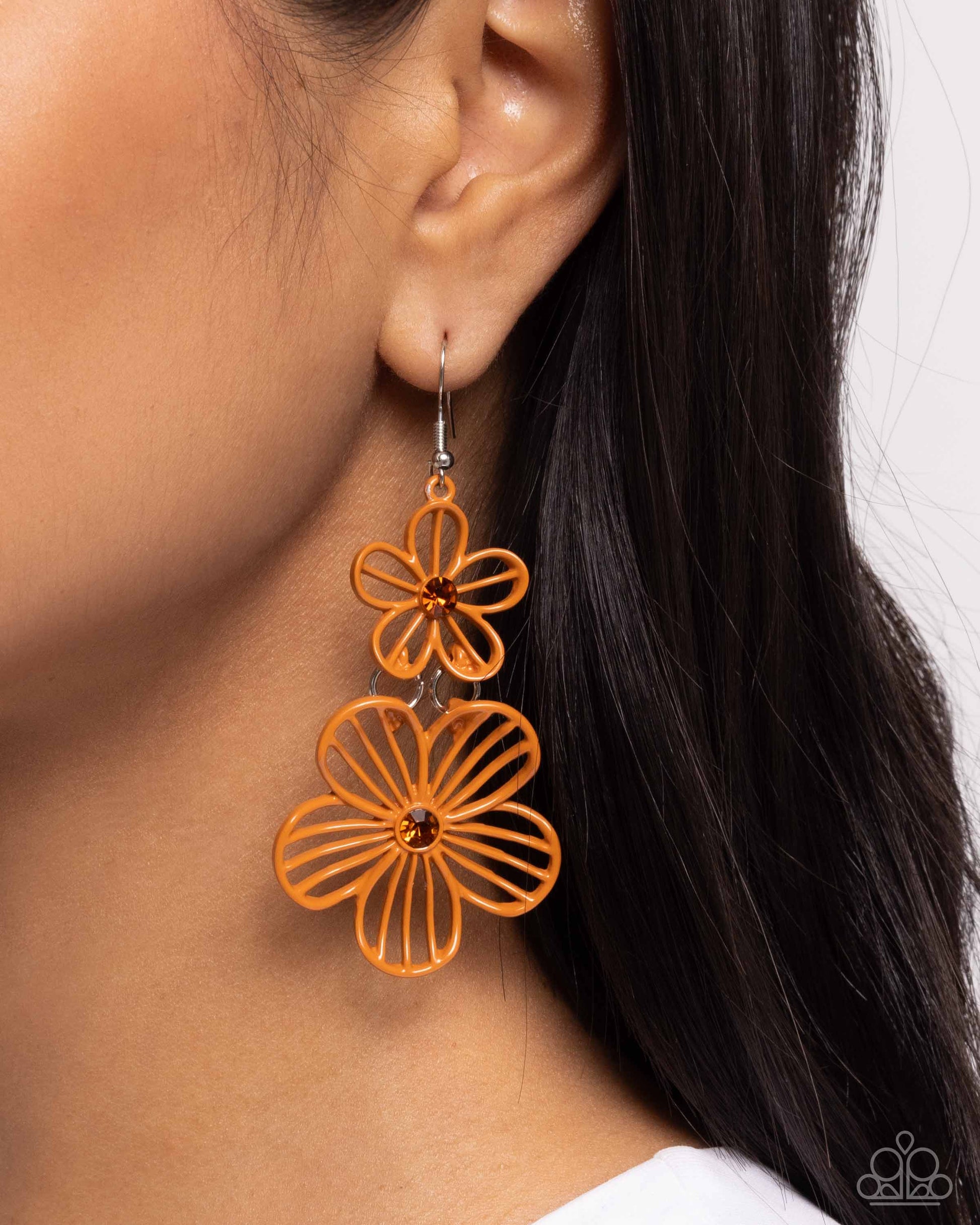 Textured Tiers - orange - Paparazzi earrings