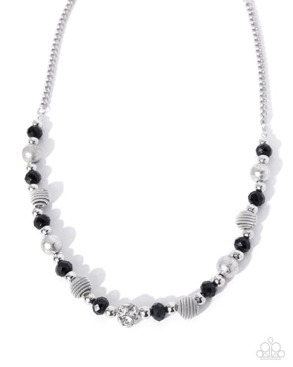 Textured Time - black - Paparazzi necklace