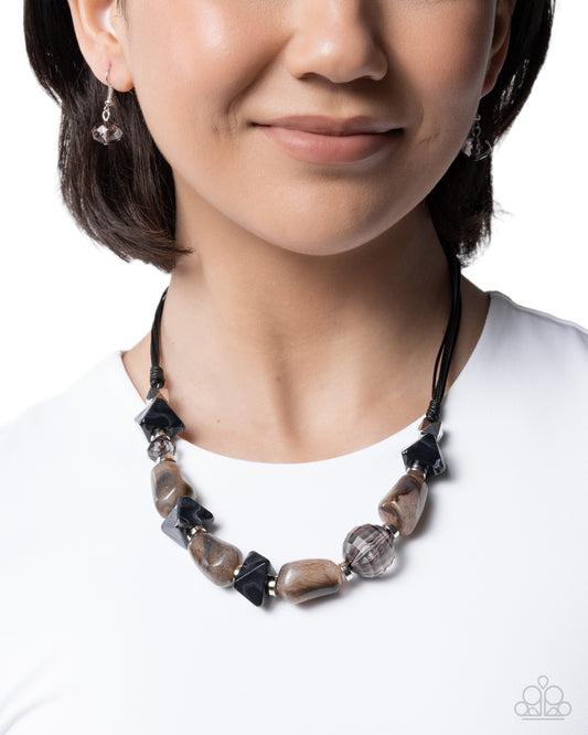 Textured Timeline - black - Paparazzi necklace