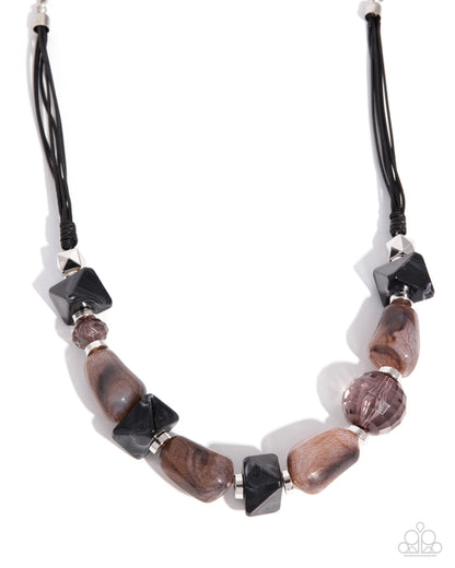 Textured Timeline - black - Paparazzi necklace