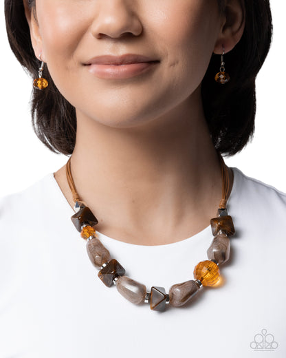 Textured Timeline - brown - Paparazzi necklace
