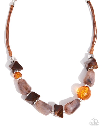 Textured Timeline - brown - Paparazzi necklace