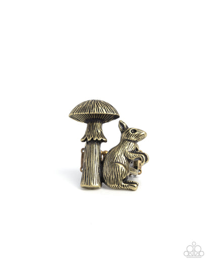 Textured Toadstool - brass - Paparazzi ring