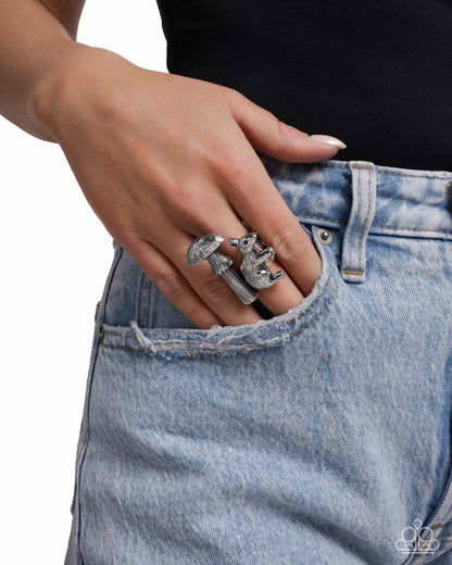Textured Toadstool - silver - Paparazzi ring