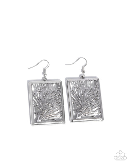 Textured Trial - silver - Paparazzi earrings