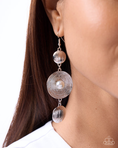 Textured Trip - white - Paparazzi earrings