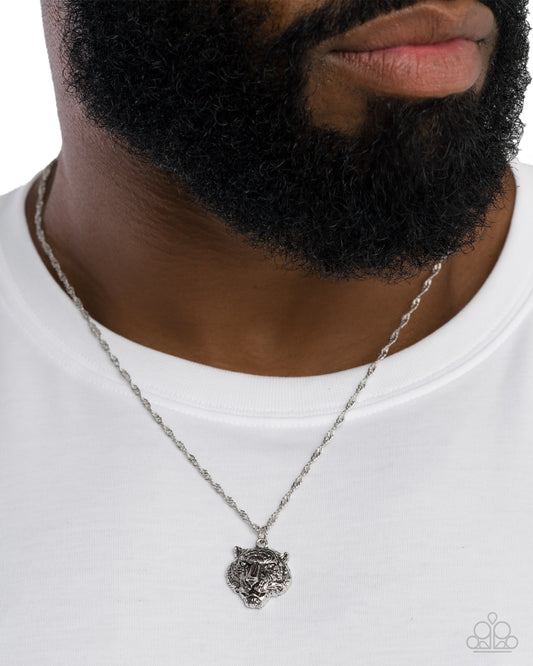 Tiger Timeline - silver - Paparazzi MENS necklace