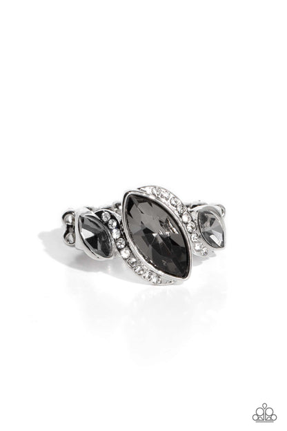 Tilted Triplets - silver - Paparazzi ring