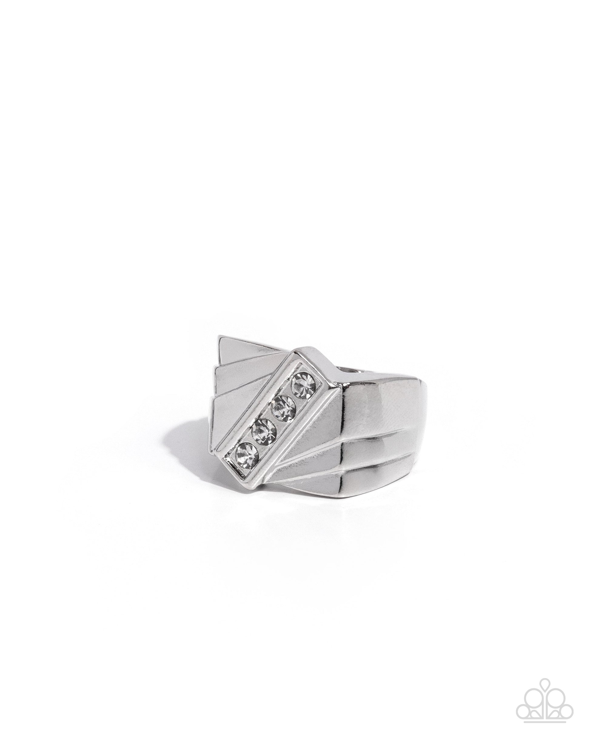 Tilted Triumph - white - Paparazzi MENS ring