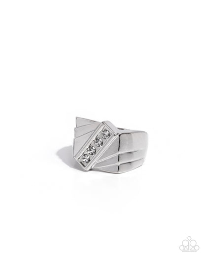 Tilted Triumph - white - Paparazzi MENS ring