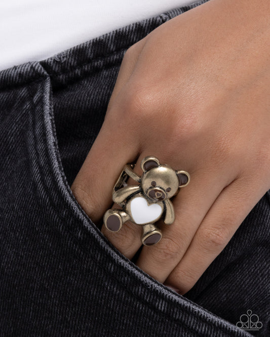 Timeless Teddy - brass - Paparazzi ring