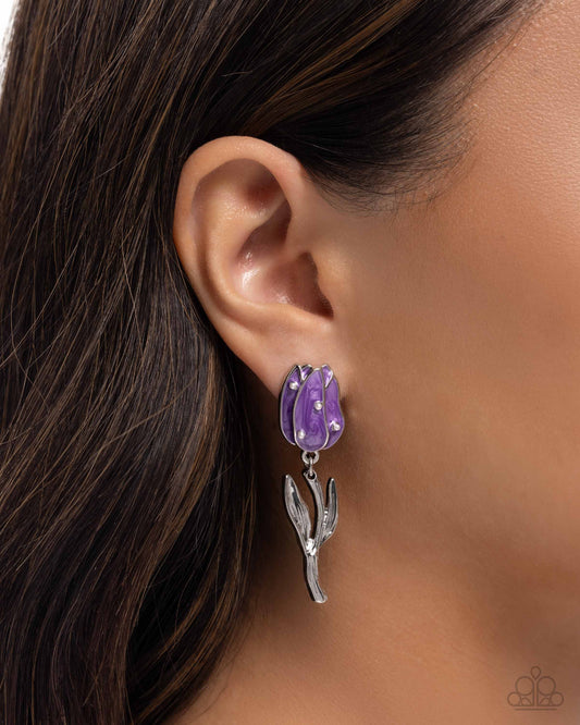 Timeless Tulip - purple - Paparazzi earrings