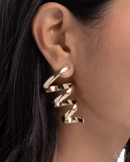 Tornado Warning - gold - Paparazzi earrings
