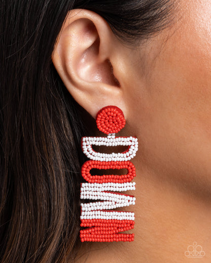 Touchdown Texture - red - Paparazzi earrings