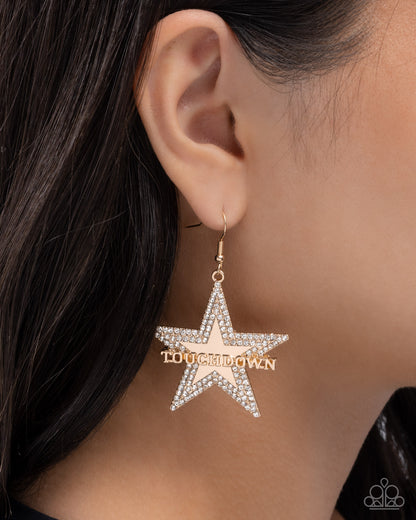 Touchdown Tribute - gold - Paparazzi earrings
