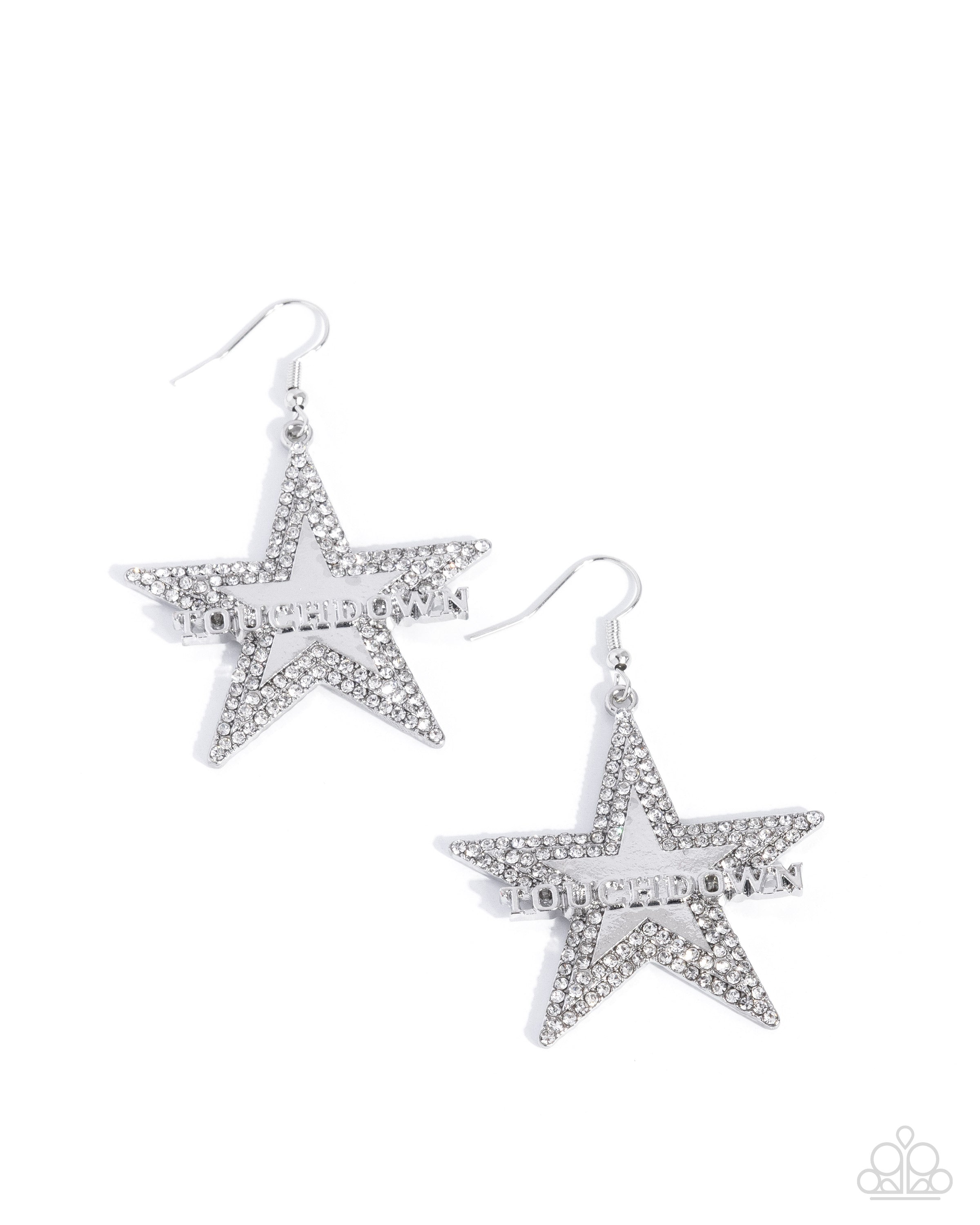 Touchdown Tribute - white - Paparazzi earrings