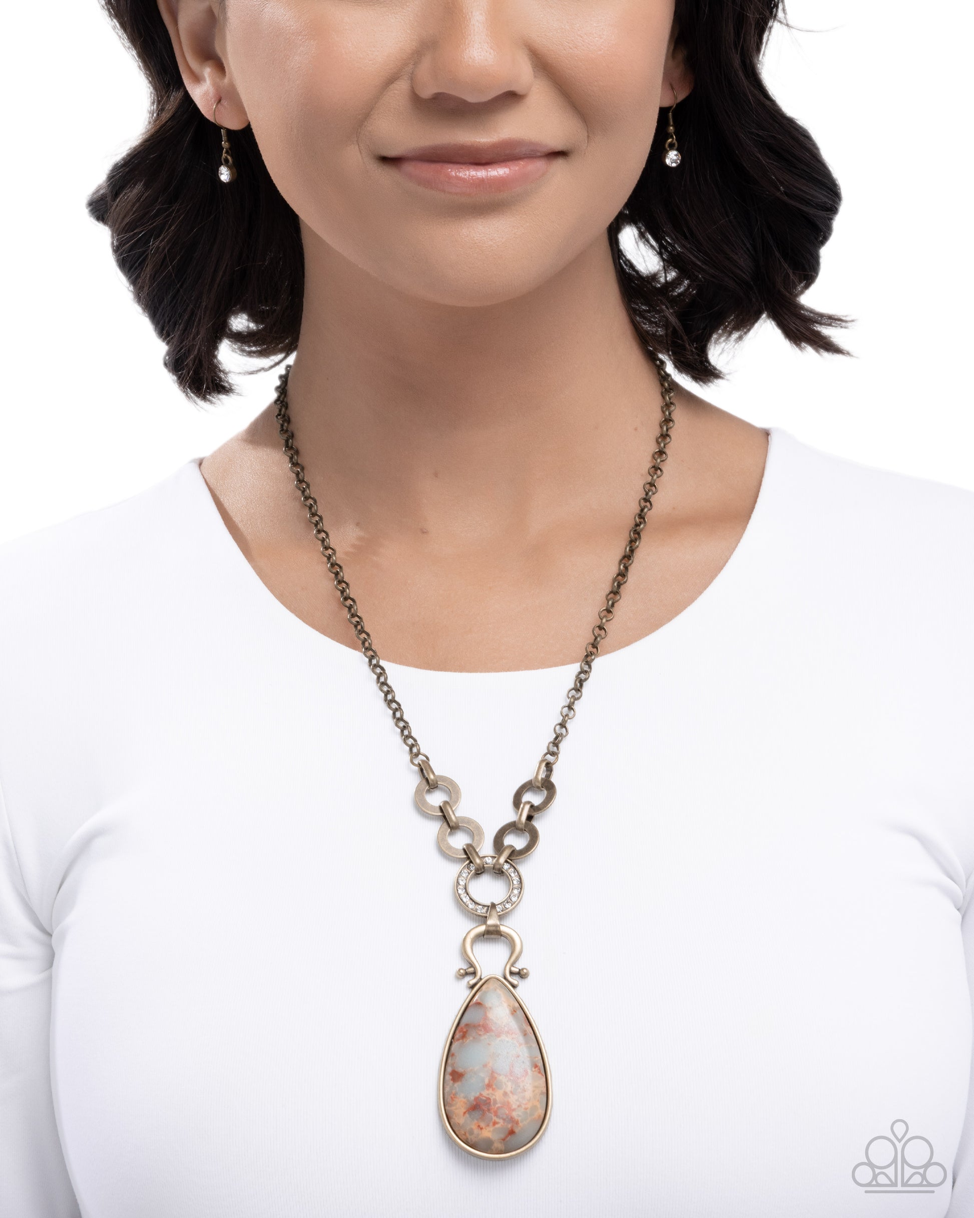 Tough Teardrop - brass - Paparazzi necklace