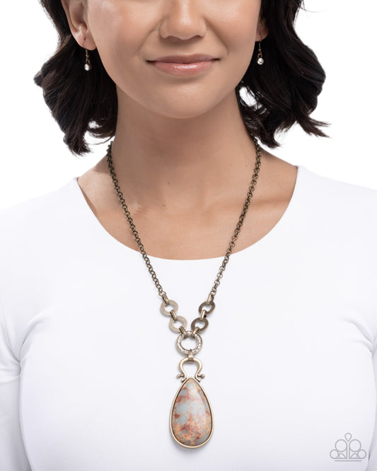 Tough Teardrop - brass - Paparazzi necklace