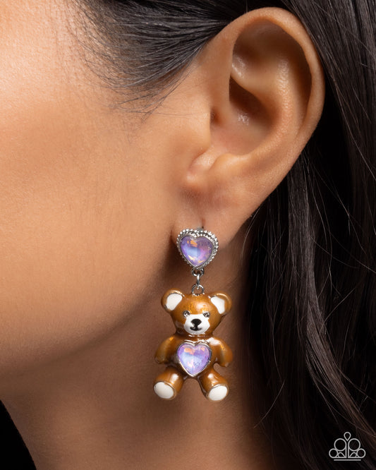 Traditional Teddy - purple - Paparazzi earrings