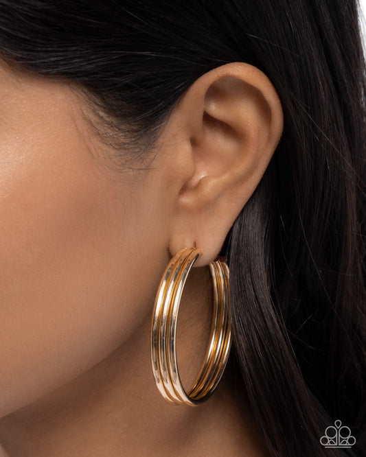 Traditional Trio - gold - Paparazzi earrings