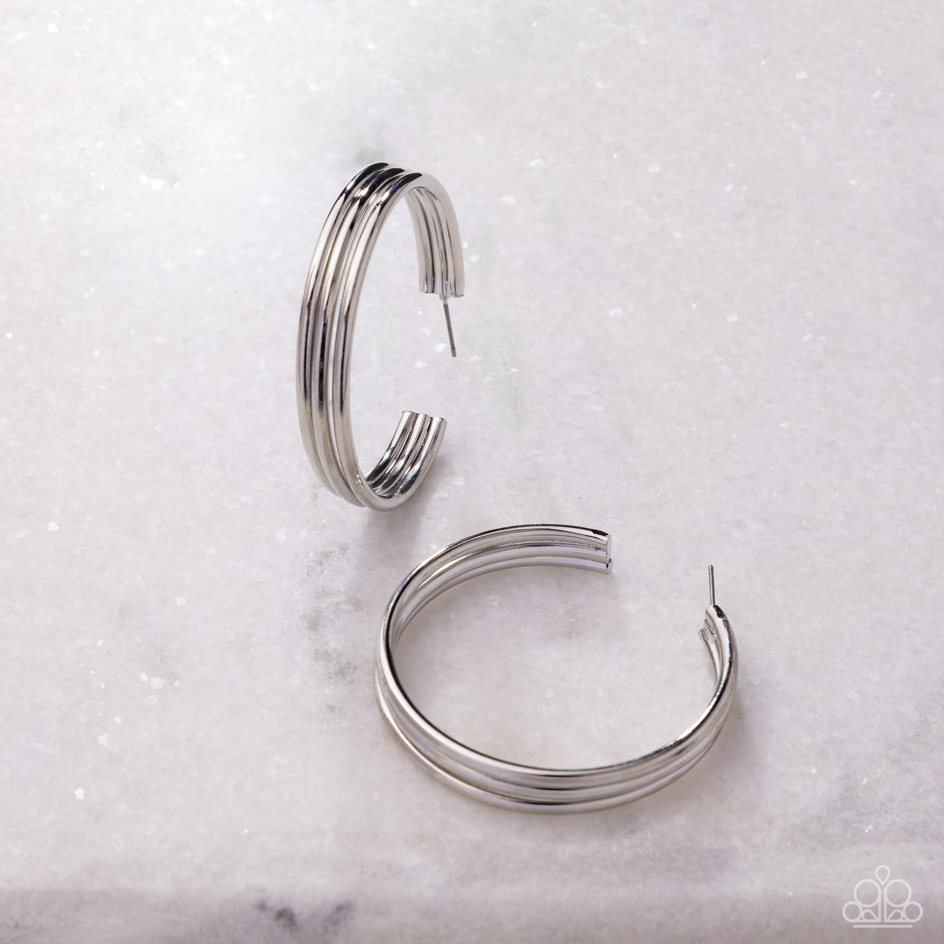 Traditional Trio - silver - Paparazzi earrings