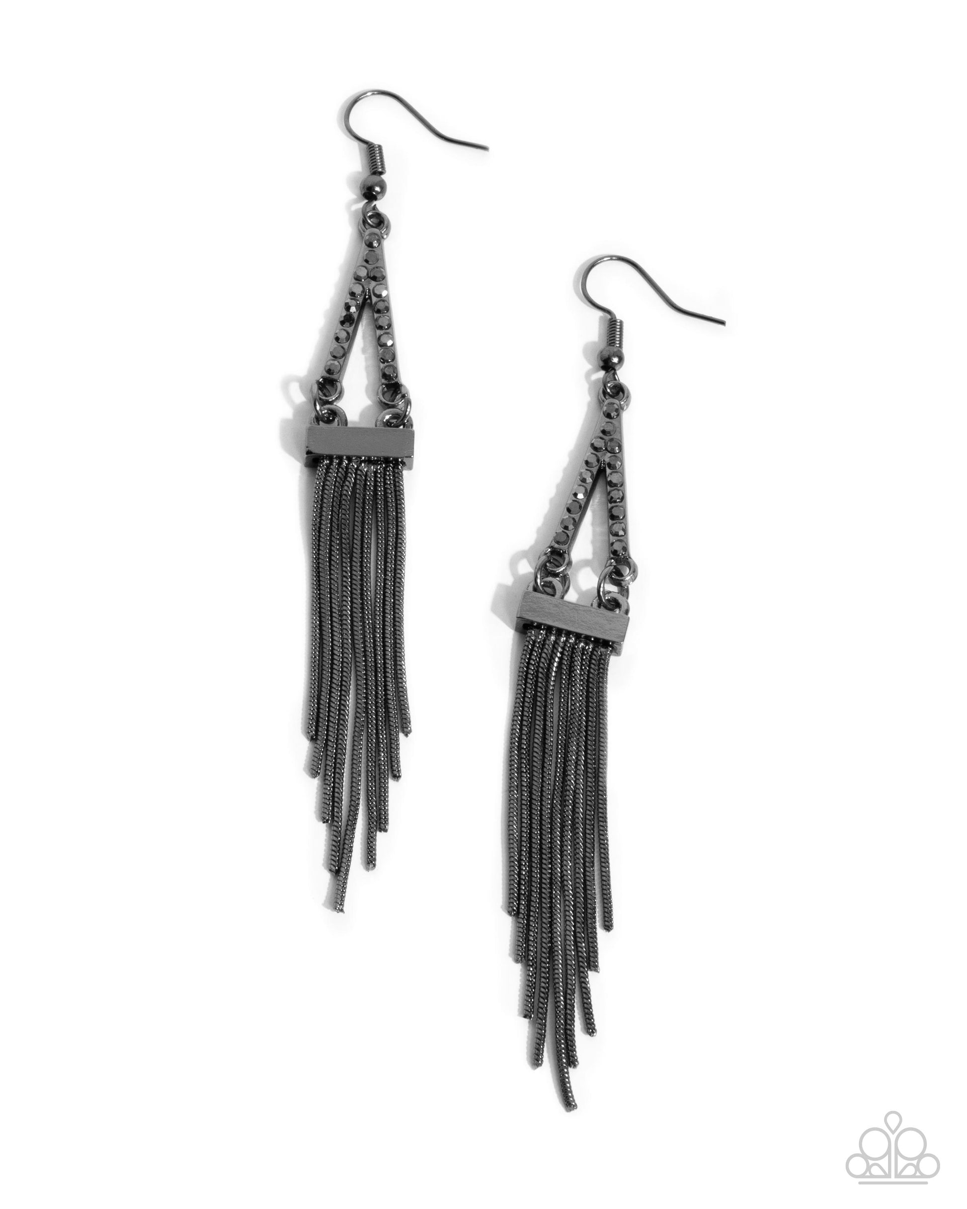 Trailing Off - black - Paparazzi earrings