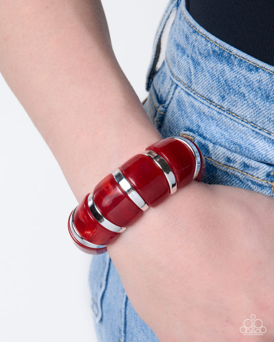 Transparent Tenacity - red - Paparazzi bracelet