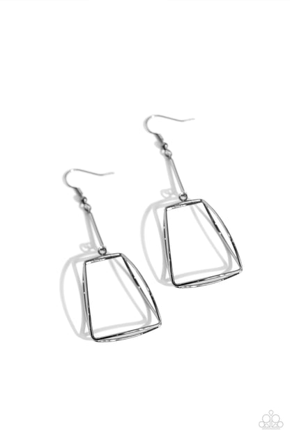 Trapezoidal Transcendence - black - Paparazzi earrings