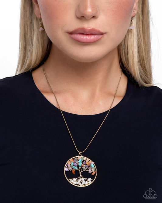 Tree Timeline - gold - Paparazzi necklace