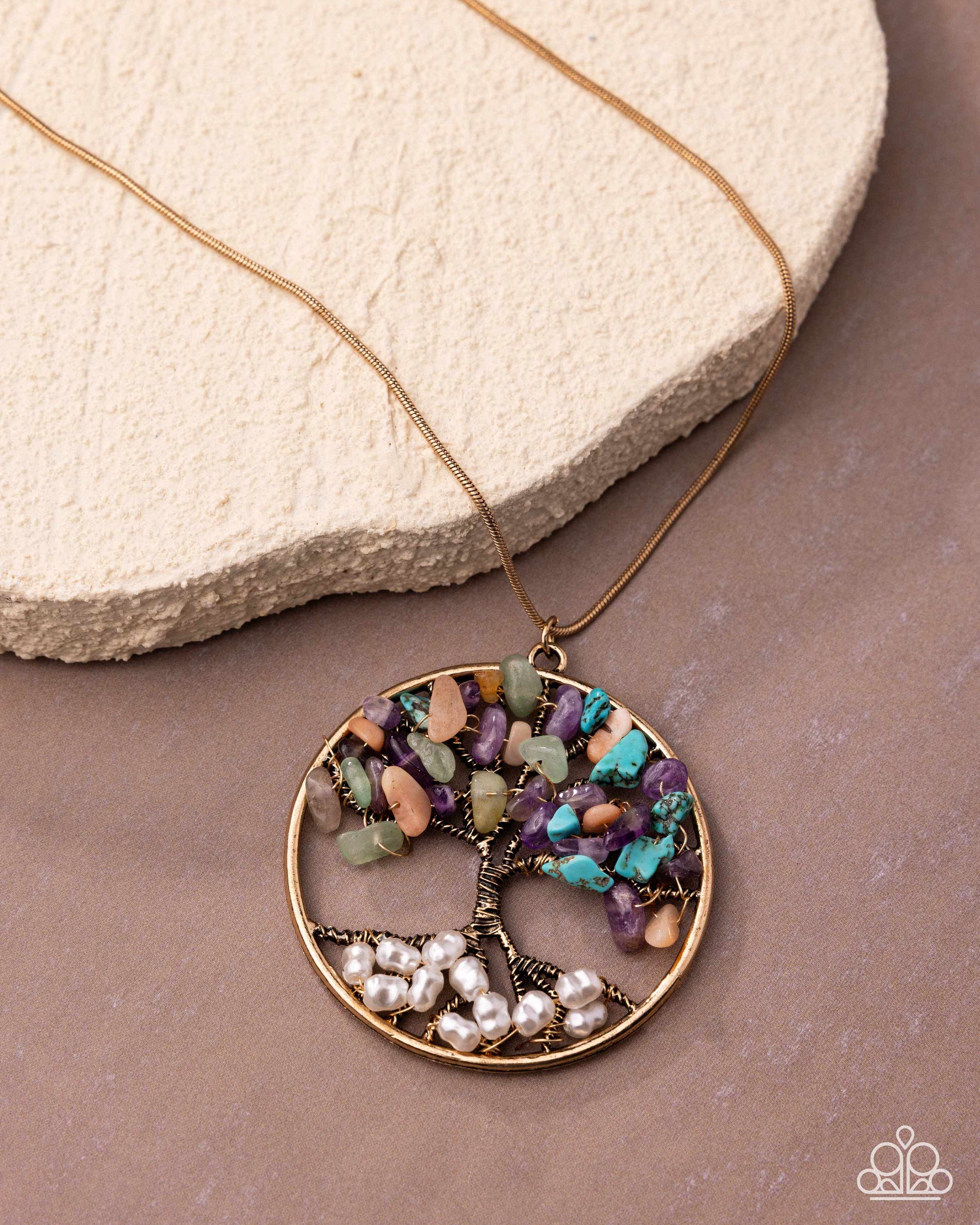 Tree Timeline - gold - Paparazzi necklace