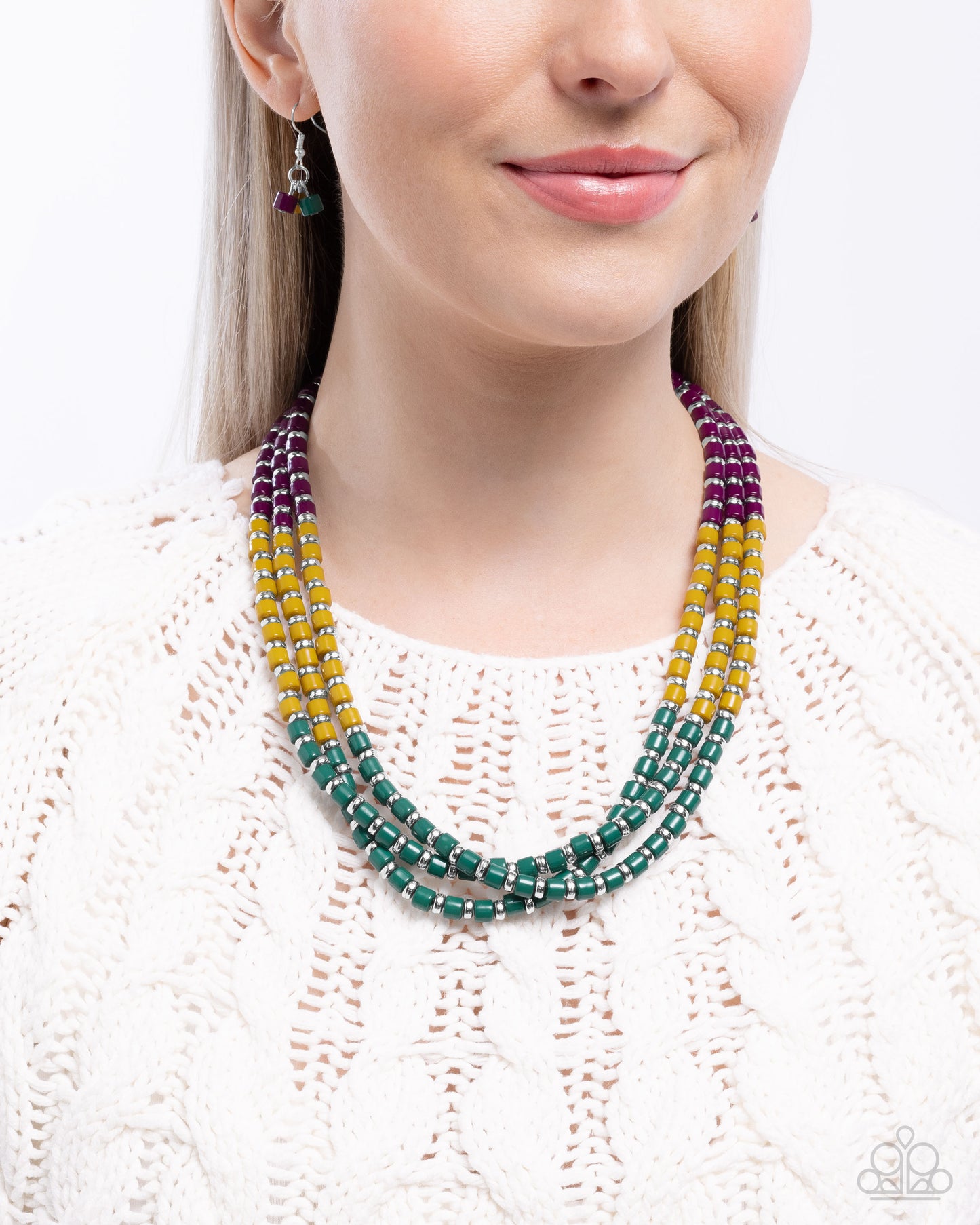 Trendy Trio - green - Paparazzi necklace