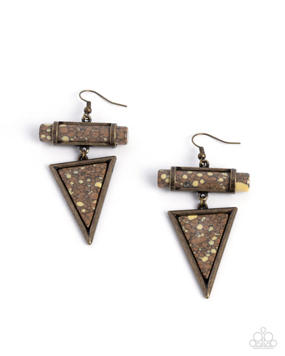 Triangle Tango - brass - Paparazzi earrings